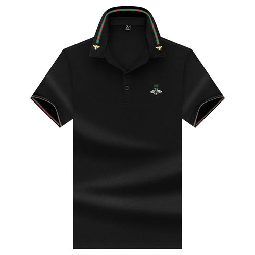 MLSHP Summer Bee Embroidery Men's Polo Shirts High Quality Short