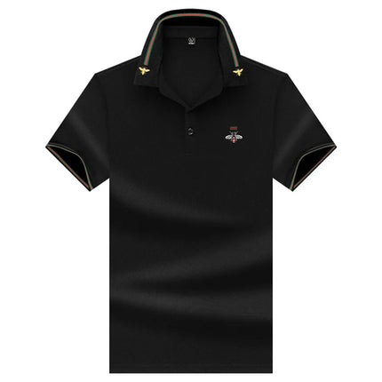 MLSHP Summer Bee Embroidery Men's Polo Shirts High Quality Short
