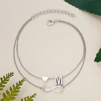 Thumbnail for Bohemia A-Z Letter Initial Anklet For Women Silver Color Initial Heart