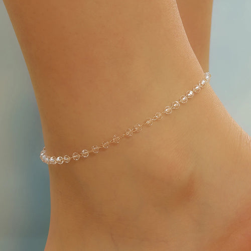 Korean Colorful Beads Chain Anklets Bracelets Women Summer Barefoot