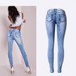 Summer Style Low Waist Sky Blue Patchwork Skinny Tights Women Pencil