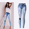 Summer Style Low Waist Sky Blue Patchwork Skinny Tights Women Pencil