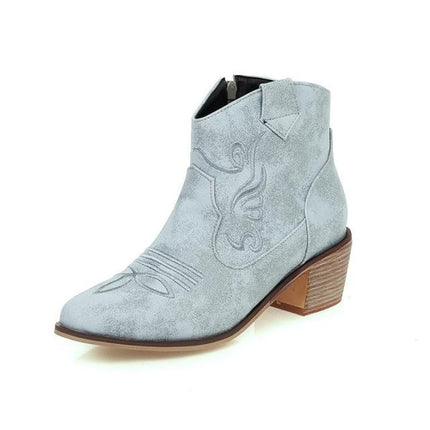 Women Western Ankle Boots Roman Pointed Casual Booties Spring Winter