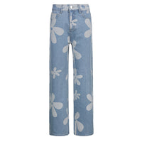 Thumbnail for Y2KGIRL Vintage Floral Pattern Patchwork Jeans Women High Waist Cute