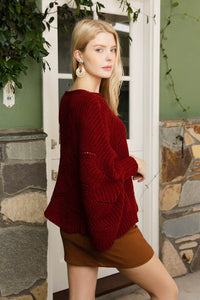 Thumbnail for Texture Trend Sleeve-Knit Poncho