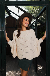 Thumbnail for Texture Trend Sleeve-Knit Poncho