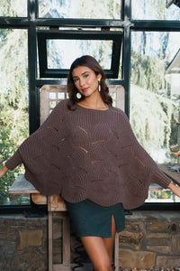 Thumbnail for Texture Trend Sleeve-Knit Poncho