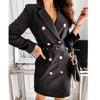 Long Sleeve With Belt Color Dress And Coat Women's Clothing