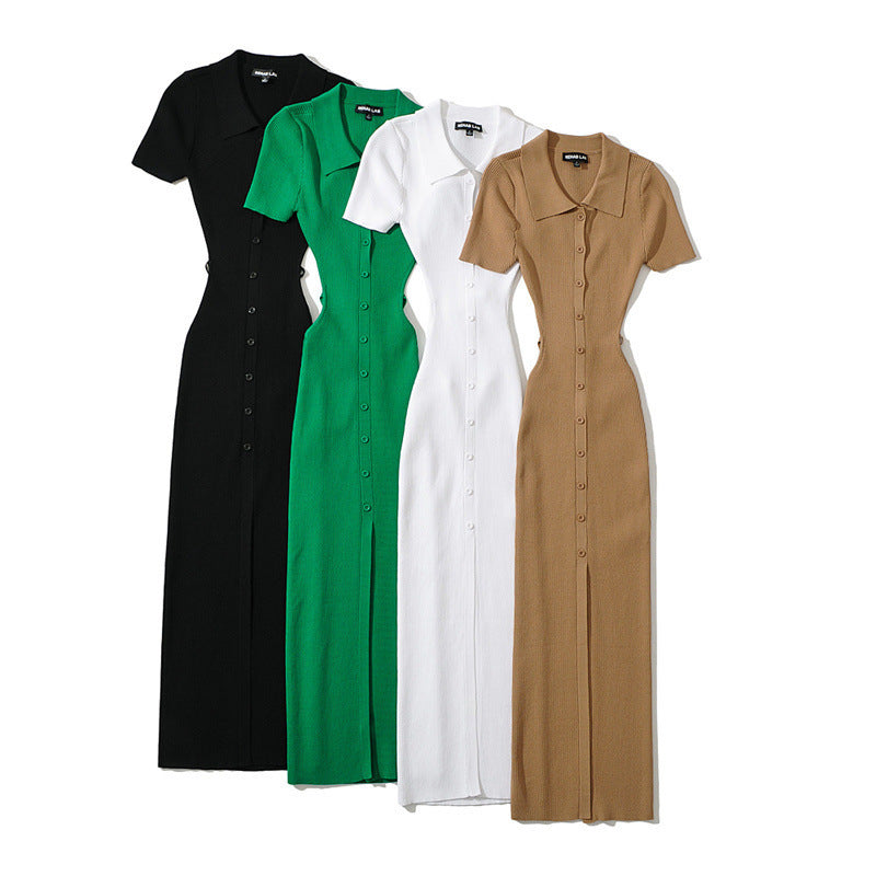Women's Lapel Front Slit Dress