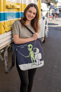 Thumbnail for Funny Alien, Show Those Idiots I Exist Tote BagFunny Alien Show Those Idiots I Exist Everyday practical high quality Tote Bag.  Comfortable with style ideal for the beach or out in town. Made from reliable materiHandbagsEXPRESS WOMEN'S FASHIONYellow PandoraFunny Alien, Show