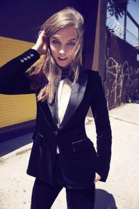 Thumbnail for Lady Boss Western New Women Stylish Party Wear Slim Fit Black Velvet Tuxedo Sports Blazers Jackets