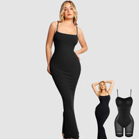 Thumbnail for Women's Shapewear Dress Jumpsuit Tummy Tuck Lift Corset Open Crotch Suspender Tight Long Skirt Chest Pad Bodysuit Dress