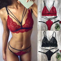 Thumbnail for Erotic Bra Thongs Garters Set Women Lingerie Sexy Underwear Set Porn Sex Costumes Transparent Lace Babydoll Brassiere Panties