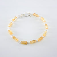 Thumbnail for Citrine Rectangular Silver Link Bracelet