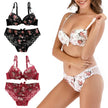 Floral Women Underwear Lace Sexy Push-Up Bra and Panty Lingerie Set Comfortable Padded Brassiere Adjustable Gathered Sets