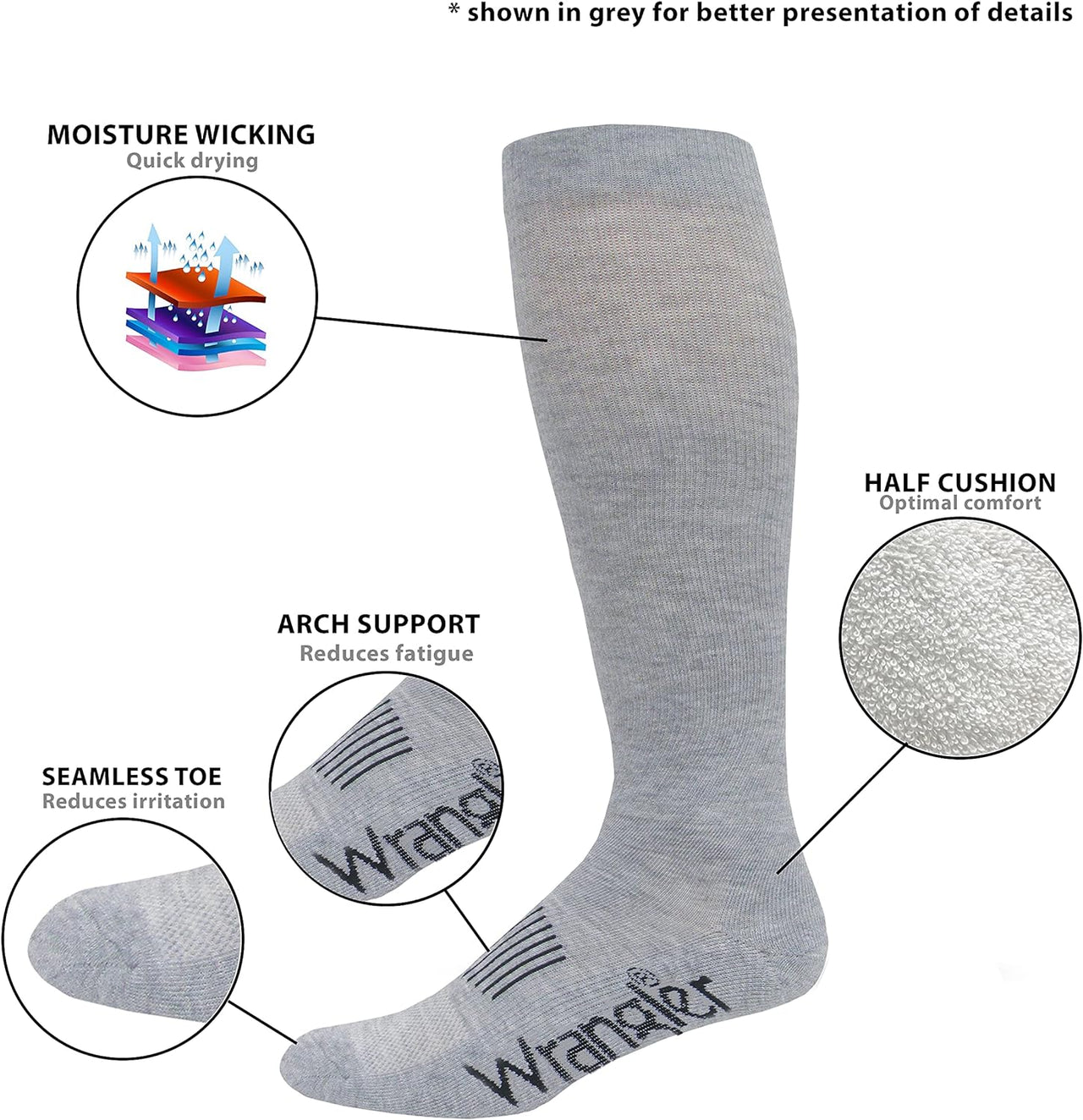 Mens Ultra Dri Seamless Toe Western Boot Socks 3 Pack