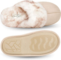 Thumbnail for Women'S Comfy Faux Fur House Slipper Scuff Memory Foam Slip on Anti-Skid Sole