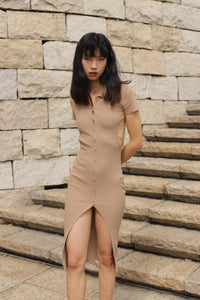 Thumbnail for Women's Lapel Front Slit Dress