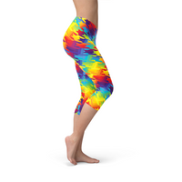 Thumbnail for Womens Rainbow Houndstooth Capri LeggingsThese premium women's capri leggings offers the perfect combination of performance and comfort.✅ PRECISION CUT, SEWN, and PRINTED in USA/Mexico. We strive for qualitLeggingsEXPRESS WOMEN'S FASHIONMaroon SootyWomens Rainbow Houndstooth Capri Leggings