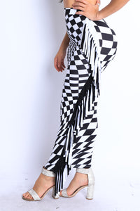 Thumbnail for Checkered Elastic High Waist Stretch Bodycon Maxi Pencil Skirt