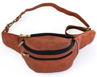 Thumbnail for Brown Genuine Leather Fanny Pack for Men & Women Belt Bag