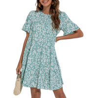 Thumbnail for Womens A Line Floral Dress with Ruffle Sleeves