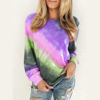 Thumbnail for Fashion Tie Dye Rainbow Casual Long Sleeve T-shirt for Women