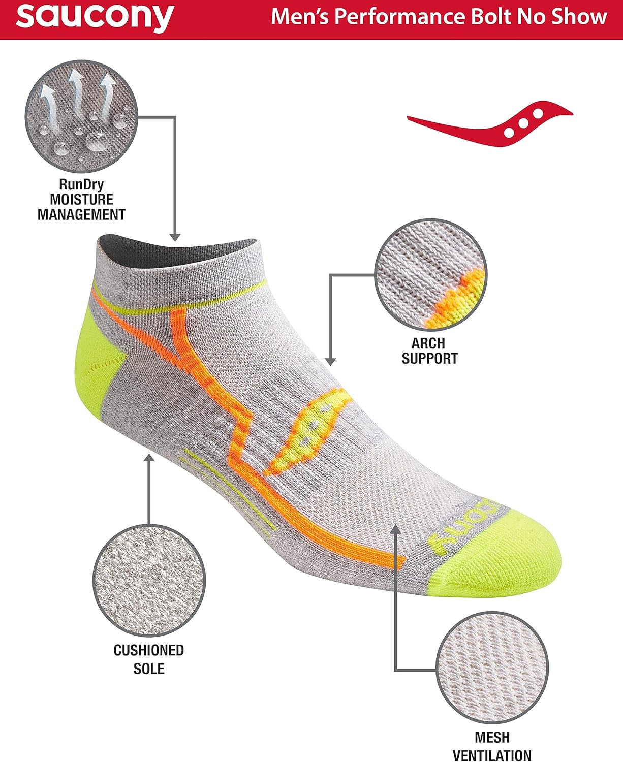 Men'S Bolt Rundry Performance No-Show Multi-Pack Socks