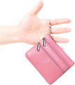 Women'S Genuine Leather Coin Purse Mini Pouch Change Wallet with Keychain