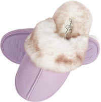 Thumbnail for Women'S Comfy Faux Fur House Slipper Scuff Memory Foam Slip on Anti-Skid Sole