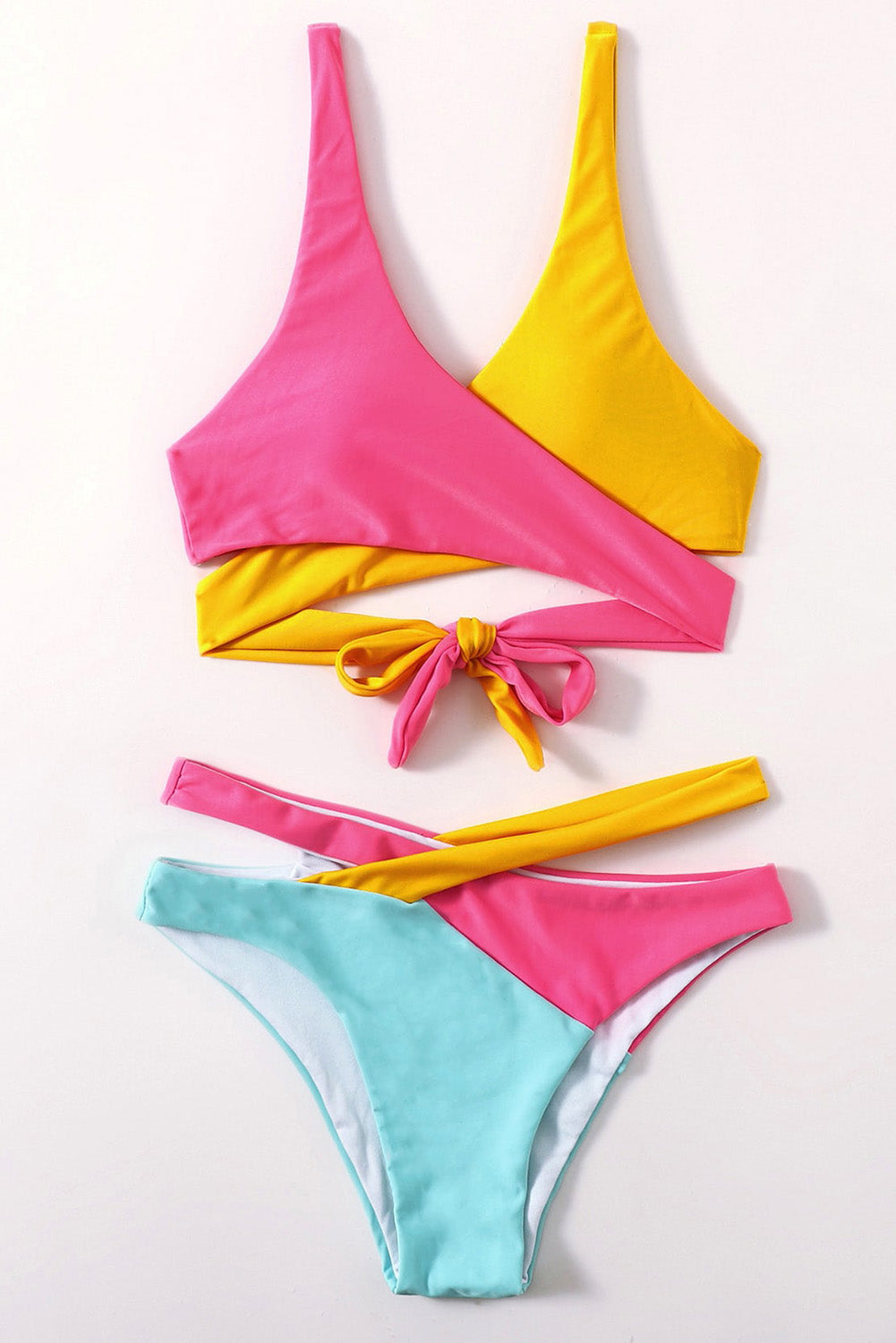 Color Block Patchwork Bandage Bikini