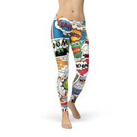 Thumbnail for Womens Comic Book LeggingsThese premium full length women's leggings offers the perfect combination of performance and comfort.✅ PRECISION CUT, SEWN, and PRINTED in USA/Mexico. We strive for LeggingsEXPRESS WOMEN'S FASHIONMaroon SootyWomens Comic Book Leggings