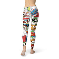 Thumbnail for Womens Comic Book LeggingsThese premium full length women's leggings offers the perfect combination of performance and comfort.✅ PRECISION CUT, SEWN, and PRINTED in USA/Mexico. We strive for LeggingsEXPRESS WOMEN'S FASHIONMaroon SootyWomens Comic Book Leggings