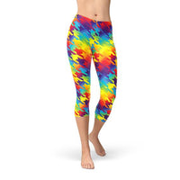 Thumbnail for Womens Rainbow Houndstooth Capri LeggingsThese premium women's capri leggings offers the perfect combination of performance and comfort.✅ PRECISION CUT, SEWN, and PRINTED in USA/Mexico. We strive for qualitLeggingsEXPRESS WOMEN'S FASHIONMaroon SootyWomens Rainbow Houndstooth Capri Leggings