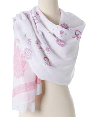 Thumbnail for OM Shanti paisley design hand block printed cotton shawl