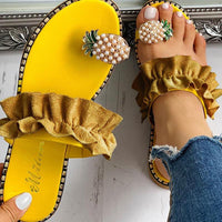 Thumbnail for Summer Beach Pineapple Flat Slippers Outside Slides Ladies Shoes