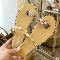 Thumbnail for Summer Beach Pineapple Flat Slippers Outside Slides Ladies Shoes