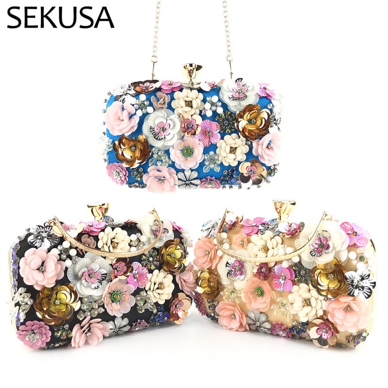 Handbags  Women Flower Clutch Evening Bags Wedding Purses Bridal