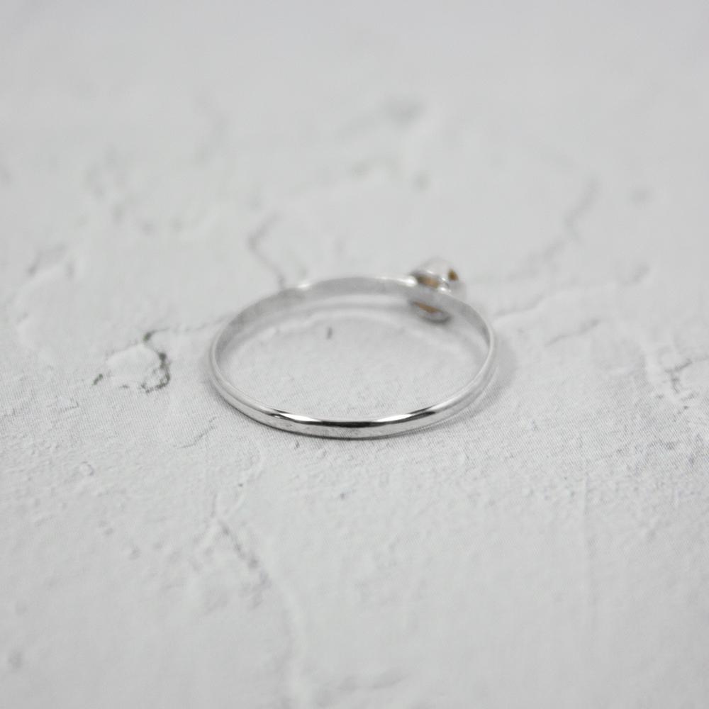 Petite Citrine Solitaire Sterling Silver Ring