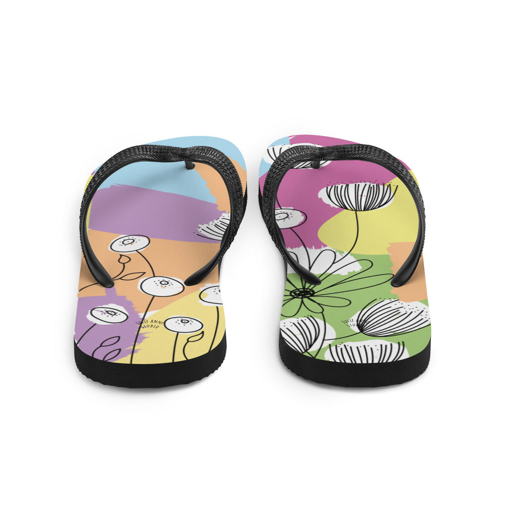 Pretty Pastel Flower Print Flip-Flops