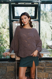 Thumbnail for Texture Trend Sleeve-Knit Poncho