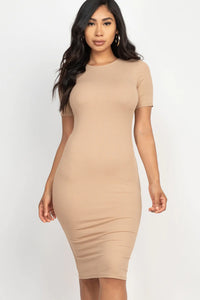 Thumbnail for Ribbed Bodycon Midi Dress (CAPELLA)