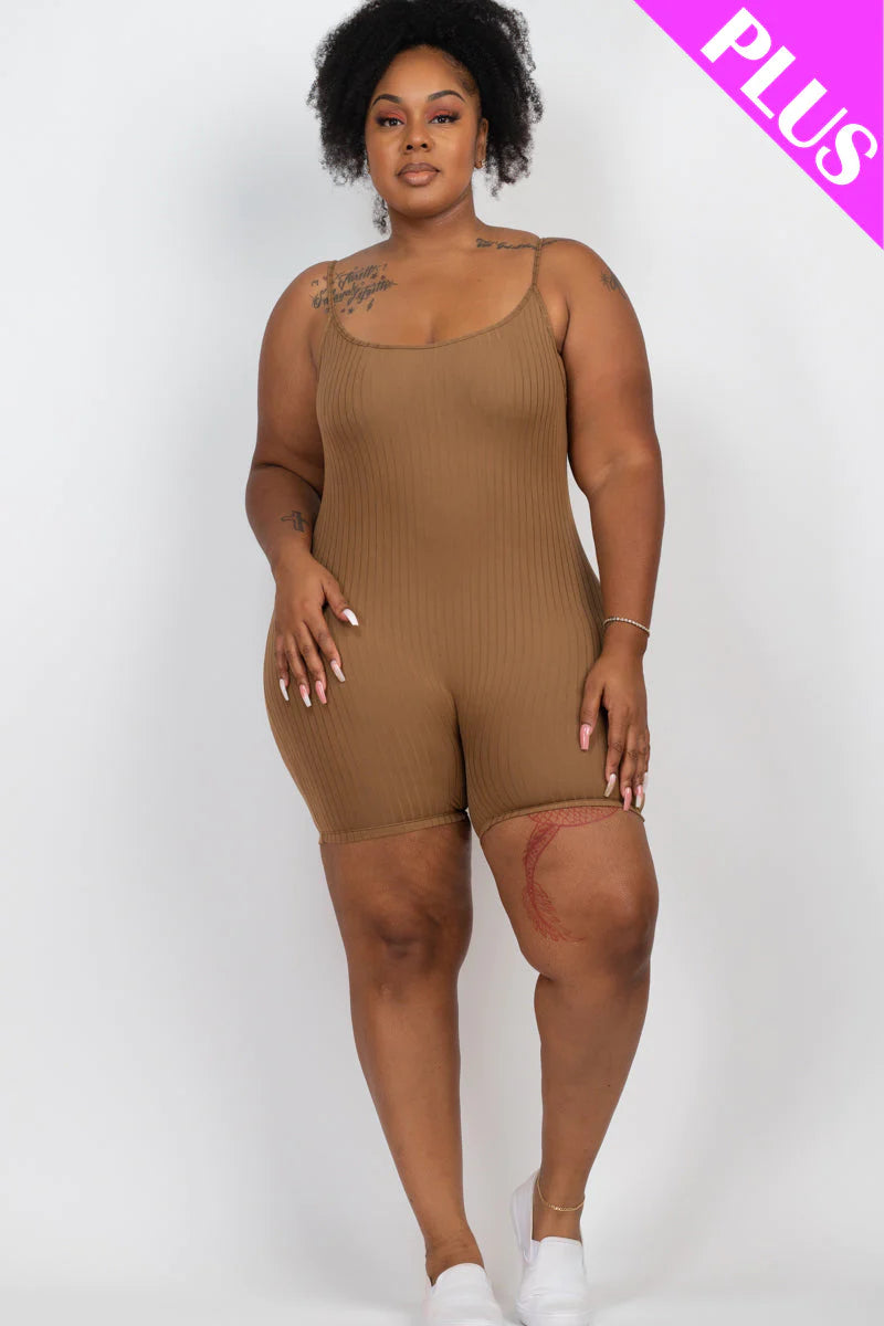 Plus Ribbed Bodycon Romper (CAPELLA)