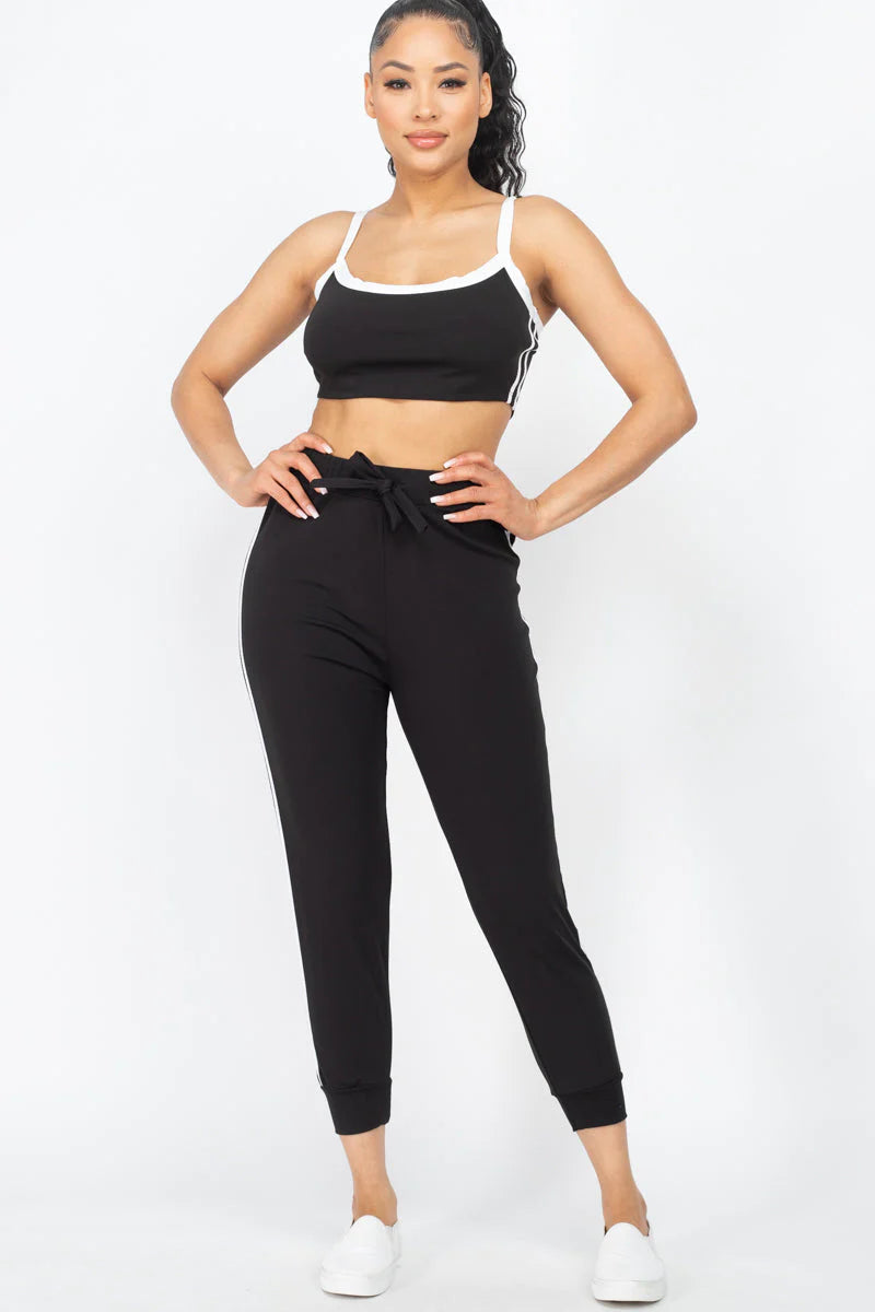 Side Striped Crop Top and Leggings Sets (CAPELLA)