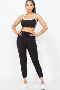 Thumbnail for Side Striped Crop Top and Leggings Sets (CAPELLA)