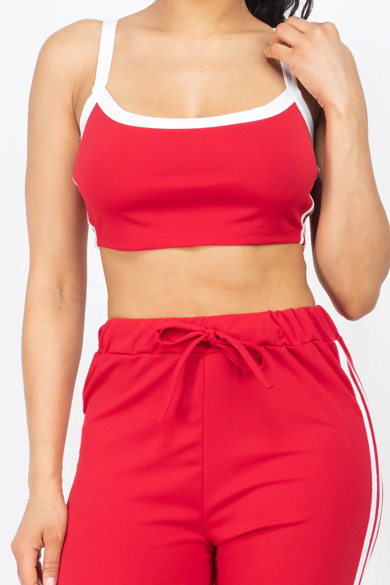 Side Striped Crop Top and Leggings Sets (CAPELLA)