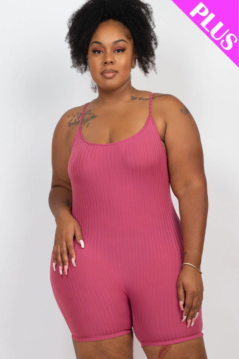 Plus Ribbed Bodycon Romper (CAPELLA)