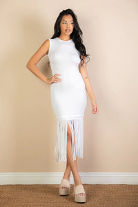 Thumbnail for Sleeveless Fringe Midi Dress (CAPELLA)