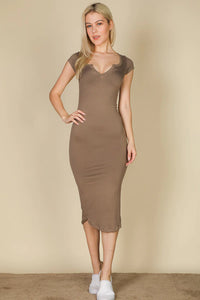 Thumbnail for Split Neck Bodycon Midi Dress (CAPELLA)