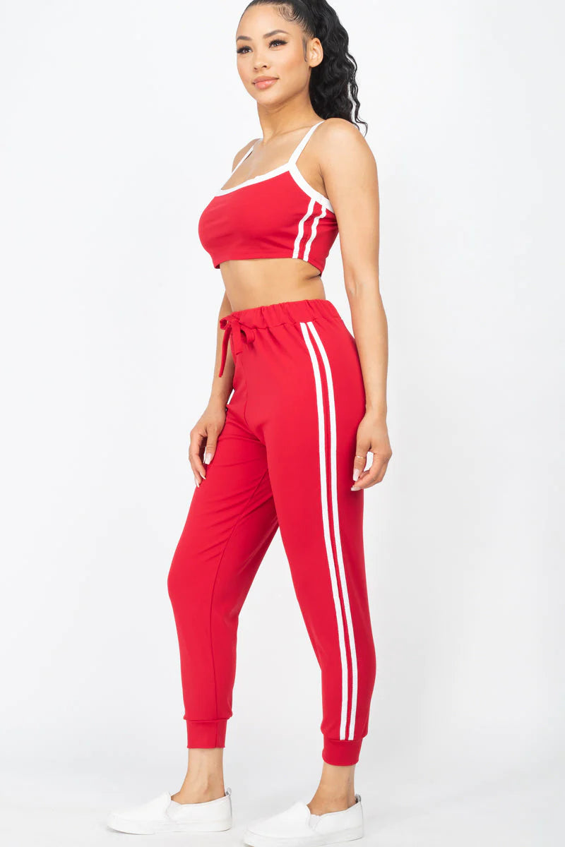 Side Striped Crop Top and Leggings Sets (CAPELLA)